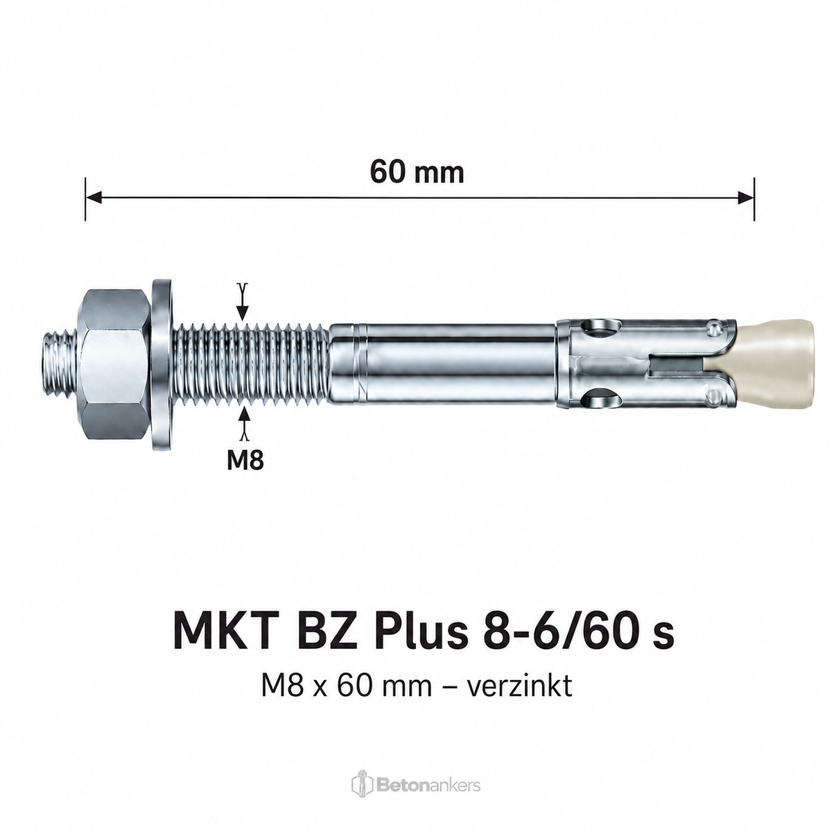 MKT BZ Plus Doorsteekanker M8 x 60 mm – Verzinkt